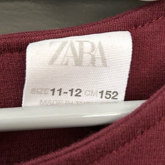 Zara Kids Burgundy Long Sleeve Dress,Trending Color for Fall, Size 11/12 - Picture 9 of 9
